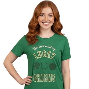 St. Patrick’s Day Lucky charms tee  green shamrock pot of gold tee nwt large